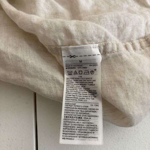 Gap Shirt Women's Medium 100% Linen Button Up Long Sleeve Collared Shirt Top - Picture 7 of 8